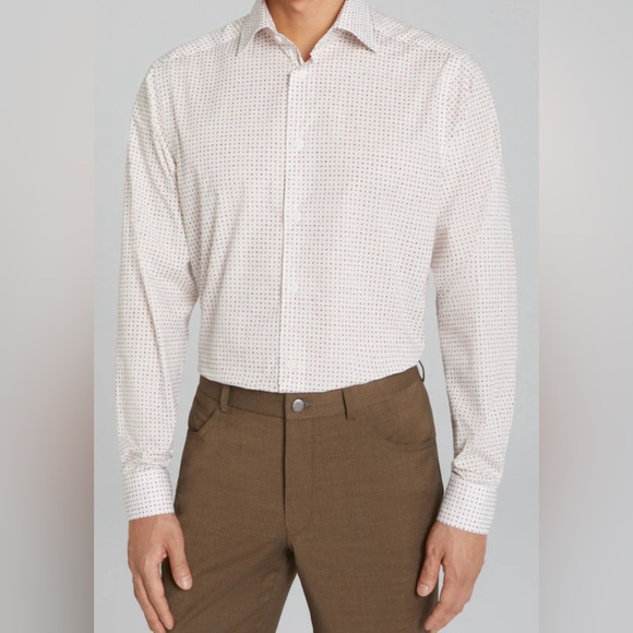 Jack VictorGeometric Print Stretch Cotton Shirt in Pink